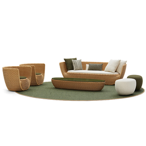 Canapé extérieur nordique cour Villa salon unique conception tressée étanche combinaison tressée en rotin - Product Image 6