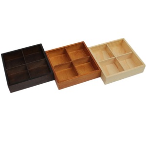 Wooden Divided <b>Storage</b> <b>Tray</b> 4 Compartments Square Snack Plate For Dried Fruit And Candy Organization - Product Image 4