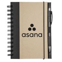 Carnet à spirales en kraft 5*7, couverture rigide, personnalisable avec logo, couverture en tissu, avec stylo