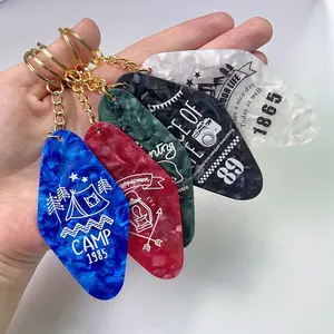 Popular New Acrylic Keychain Pearl Color Board Nameplate Custom Logo Printed Hotel Keychains With Low MOQ