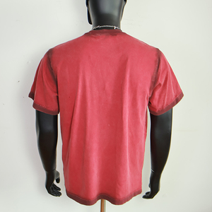 <span class=keywords><strong>OEM</strong></span> Cổ Điển Màu Đỏ T-Shirt Biểu Tượng Tùy Chỉnh Màn Hình In 100% Cotton Axit Rửa Thời Trang Phố Tee Cổ Điển Mặt Trời Faded Đau Phạt Người Đàn Ông Của T-Shirts - Product Image 5