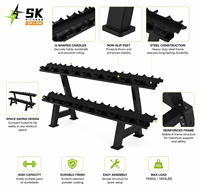 Support de rangement pliable pour haltères à deux niveaux SK, support en PU, équipement de gym commercial, organisateur de poids libres