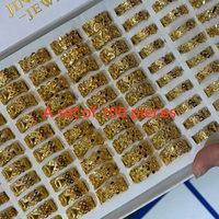 JXX Grosir Cincin Jari Wanita Vintage Lapis Emas Kuningan Murah Campuran untuk Perhiasan Pernikahan Pertunangan Grosir
