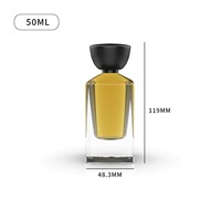 Flacon de parfum carré en verre personnalisé en usine, 30 ml, 50 ml, 100 ml, flacon pulvérisateur à fond épais avec bouchon en bois pour parfum