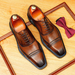 Chaussures Derby haut de gamme entièrement équipées, en cuir de vachette, avec laçage à l'anglaise et boucles plates, adaptées aux hommes. - Product Image 1