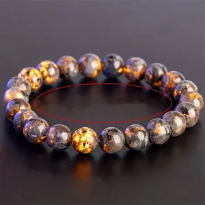 Pulseira de pedra de chama fashion pedra natural frisada pulseira elástica cura energia cristal boa sorte jóias para homens e mulheres