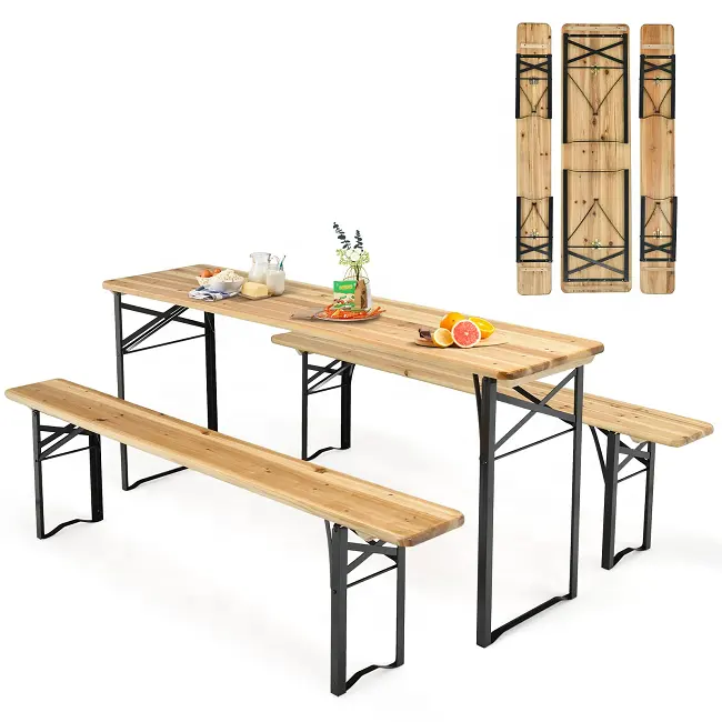 Beliebte deutsche 180cm Outdoor Garten Hinterhof Klapp Holz Bier Tisch und Bank Set