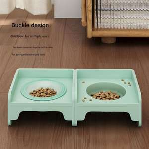 Kombinasi meja makan blok hewan peliharaan keramik kucing dan mangkuk makanan anjing dengan pelindung leher Air untuk pencegahan kebocoran makanan - Product Image 4