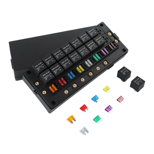 Boîtier de relais et de fusibles pour voiture, 12V avec 24 emplacements pour fusibles et 16 relais à 5 broches pour automobile, camion, marine, bateau - Product Image 1