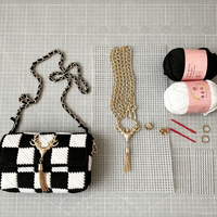 Kit de matériel pour sac tissé fait main en DIY, bandes de tissu, accessoires, sac à bandoulière, sac carré, matériel pour sac, colis pour cadeau de petite amie