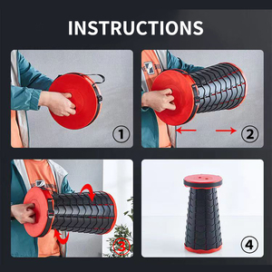 Ghế Nhựa Dạng Ống Lồng Ghế Gấp Tròn Ghế Gấp Thu Gọn Di Động Ngoài Trời - Product Image 6