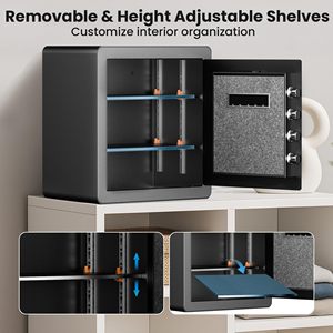 Coffre-fort de sécurité de 45 cm de hauteur avec clavier numérique, étagère amovible et réglable en hauteur pour espèces, objets de valeur, bijoux et documents - Product Image 5