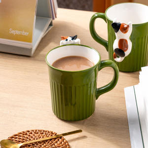 Tasse en céramique motif chat de dessin animé mignon, tasse à eau amusante en relief, tasse de petit-déjeuner style Ins, tasse de couple, tasse au design élégant - Product Image 4
