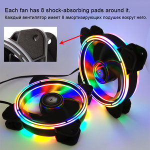 Ventilateur de boîtier de bureau silencieux SNOWMAN 120 mm <span class=keywords><strong>RGB</strong></span>, ventilateur de refroidissement PC silencieux 12 cm avec éclairage <span class=keywords><strong>RGB</strong></span> pour le refroidissement du processeur et du boîtier d'ordinateur - Product Image 2
