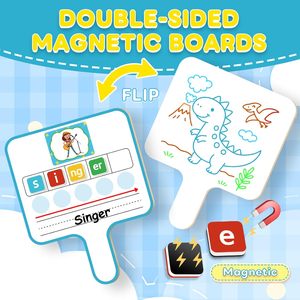 Tuiles magnétiques pour l'apprentissage de l'orthographe et des sons, jeux de lecture pour enfants, boîtes Elkonin, tableau effaçable à sec - Product Image 2