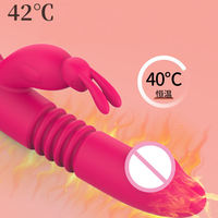 Vibromasseur à 12 vitesses avec fonction de vibration, de poussée et de chauffage, jouet de masturbation féminine, vibromasseur lapin pour point G avec fonction chauffante