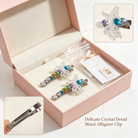 Lot de 2 pinces à cheveux de luxe en cristal perlé avec pendentif nœud et strass arc-en-ciel pour filles, idéales pour les fêtes
