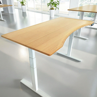Bureau rectangulaire Table de bureau longue écologique Table debout en bambou Cadre réglable électrique Bureau incurvé Des
