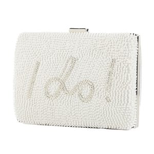 Bolso de Hombro de Moda para Mujer, con Cuentas Bordadas, Decoración con la Letra 'I Do', Cierre de Solapa de Poliéster, para Bodas y Fiestas - Product Image 1