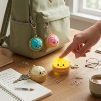 ABS Press-to-Light Steamed Bun Dumpling Keycap Keychain Mechanical-Feel Stress-Relief Pendant Creative and Cute Key-Bag Charm