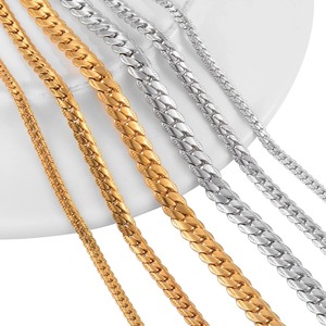 Collier en acier inoxydable massif couleur or, chaîne Figaro, collier ras du cou vintage pour hommes et femmes - Product Image 1