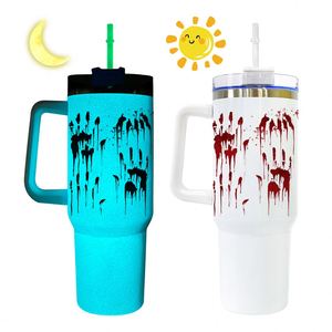 White Blank Sublimation Glow in the Dark 40Oz Tumbler <b>Travel</b> Coffee Mugs With Handle Lid and Straw - Product Image 2