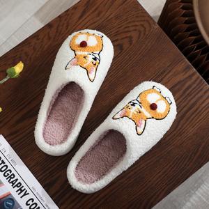 Femmes Hommes Hiver Cute Corgi Dog Plush Fleece Home Warm Floor Indoor Slipper - Product Image 3