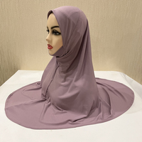 Hijab musulman de grande taille de haute qualité pour adultes avec partie mentonnière, foulard islamique, chapeaux, hijab en une seule pièce à enfiler, Armia XDH124