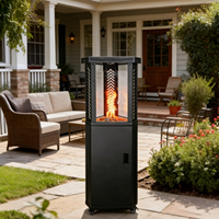 Chauffe-terrasse extérieur au propane, tour de chaleur haute en verre, chauffage au gaz portable avec roues pour jardin, cour arrière et usage commercial