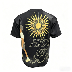 T-shirt décontracté pour homme, tendance, à manches courtes, 100% coton, impression numérique, effet délavé - Product Image 2