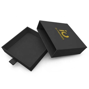 Custom Foil LOGO Luxury Clothing Apparel Black Sliding Drawer <b>Box</b> Cardboard Packaging - Product Image 5