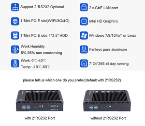 I3พีซีอุตสาหกรรมแบบไม่ใช้พัดลมแบบฝัง5005U 5300U I7 5500U ดูอัลคอร์1-2 * GPIO 2 * RJ45 2 * COM Windows10/11 IOT ltsc Ubuntu CentOS - Product Image 4