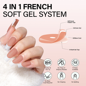AILLSA X-Coat <span class=keywords><strong>Uñas</strong></span> Postizas Listas para Usar, Puntas Francesas <span class=keywords><strong>Blancas</strong></span> <span class=keywords><strong>Cuadradas</strong></span> Medianas - 15 Tamaños, Puntas <span class=keywords><strong>de</strong></span> <span class=keywords><strong>Uñas</strong></span> <span class=keywords><strong>de</strong></span> Gel <span class=keywords><strong>de</strong></span> Cobertura Completa para Salón y Reventa - Product Image 4