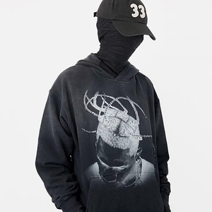 Sudadera con Capucha Personalizada AR2685, 330 Gramos, 100% Algodón, Estilo Oversize HIP-POP, Lavado a la Piedra, Color Negro Desgastado, Estilo Vintage - Product Image 1