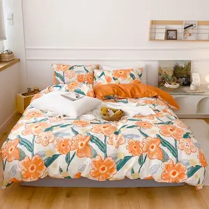 ベッドシーツ寝具セット枕カバー新しい小さな新鮮な綿100% 花シーツ