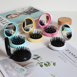 Симпатичная складная расческа-подушка для волос с компактным зеркалом, массажная расческа для кожи головы для девочек, для путешествий, с возможностью нанесения логотипа, рекламный подарок - Product Image 3