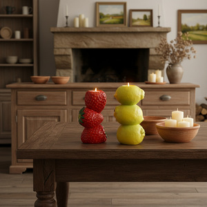 <span class=keywords><strong>Porte</strong></span>-bougie créatif en forme de fruits empilés, décoration d'intérieur, anniversaires, mariages et fêtes, artisanat en résine pour créer une ambiance - Product Image 1