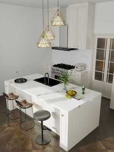 Mobile da Cucina Moderno ed Ecologico con Isola e Piano in Quarzo, Personalizzabile <span class=keywords><strong>per</strong></span> Cucine Compatte e Appartamenti - Product Image 5