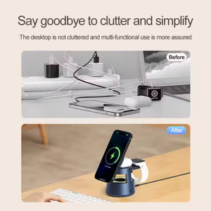 Estación de carga inalámbrica magnética 4 en 1 de nuevo diseño con luz nocturna Compatible con <span class=keywords><strong>iPhone</strong></span> 14 15 16 Series e iWatch - Product Image 3