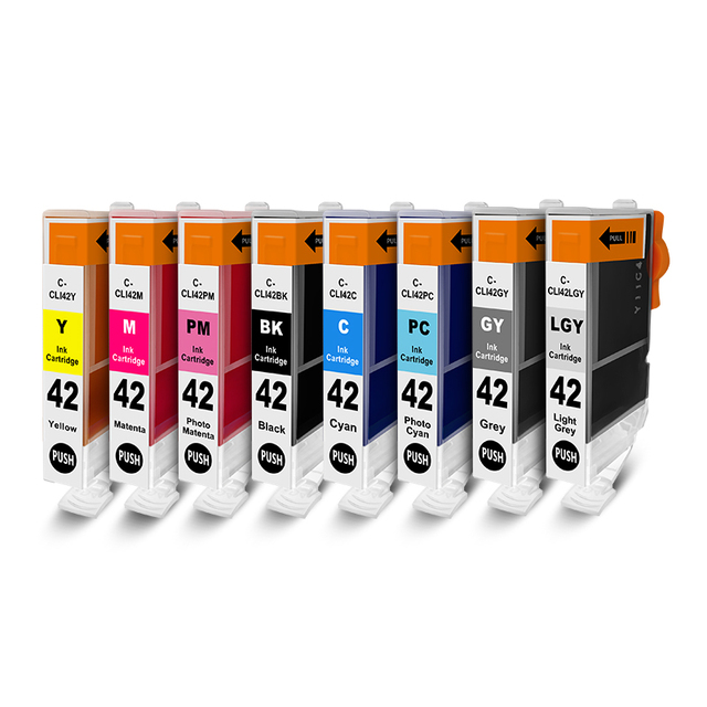 Ocbestjet 8 Colors PGI-41 CLI-42 42 Compatible Ink Cartridge With Dye Ink for Canon PRO-100 Printer