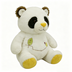 Peluche Panda Blanc Personnalisée Adorable avec Broderie Feuille, Animal en Peluche Panda Doux et Moelleux avec Nez et Pattes Jaunes - Product Image 2