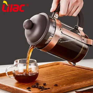 Lilac BSCI SGS LFGB 1000ml premium handmade blown portable 1 litter spare glass tea coffee maker manufacturer french press