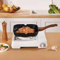 Plaque de cuisson polyvalente antiadhésive de 24 cm avec becs verseurs, grande surface de cuisson carrée pour cuisinière à gaz et à induction, idéale pour la cuisson de steaks à la maison