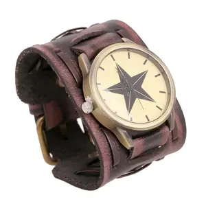 Мужские кварцевые часы с кожаным ремешком, в стиле хип-хоп