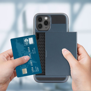 สไลด์กระเป๋าสตางค์บัตรเครดิตสล็อต PC TPU เคสโทรศัพท์สำหรับ <span class=keywords><strong>iPhone</strong></span> 12 11Pro <span class=keywords><strong>Max</strong></span> XR <span class=keywords><strong>XS</strong></span> <span class=keywords><strong>Max</strong></span> X 8 7 6S Plus ปกหลัง - Product Image 1