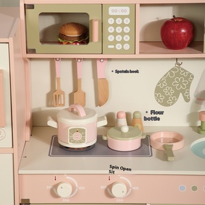 Cuisine en bois rose et verte personnalisable unisexe, ensemble de jeu éducatif DIY pour enfants, <span class=keywords><strong>mini</strong></span>-cuisine pour les enfants d'âge préscolaire - Product Image 2