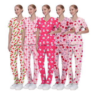 <span class=keywords><strong>Divisa</strong></span> Ospedaliera da Donna con Stampa Cartoon, Nuovo Set con Pantaloni Dritti, Comoda Uniforme per Infermiere e Medici - Product Image 4