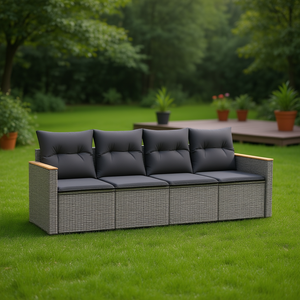 Ensemble de canapés d'extérieur en polyrotin gris moderne, 4 places, meubles de jardin modulaires, design contemporain - Product Image 2