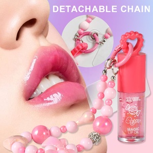 Gloss à lèvres liquide 5g en gros, chaîne de perles, changement de couleur, transparent, lumineux, maquillage pour les lèvres, hydratant, gloss repulpant pour les lèvres - Product Image 2