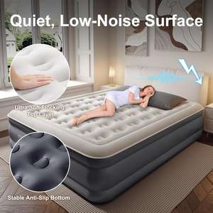 Kasur udara ukuran Queen dengan koil udara nyaman, kasur udara pengisian otomatis dengan pompa bawaan untuk rumah atau berkemah - Product Image 3